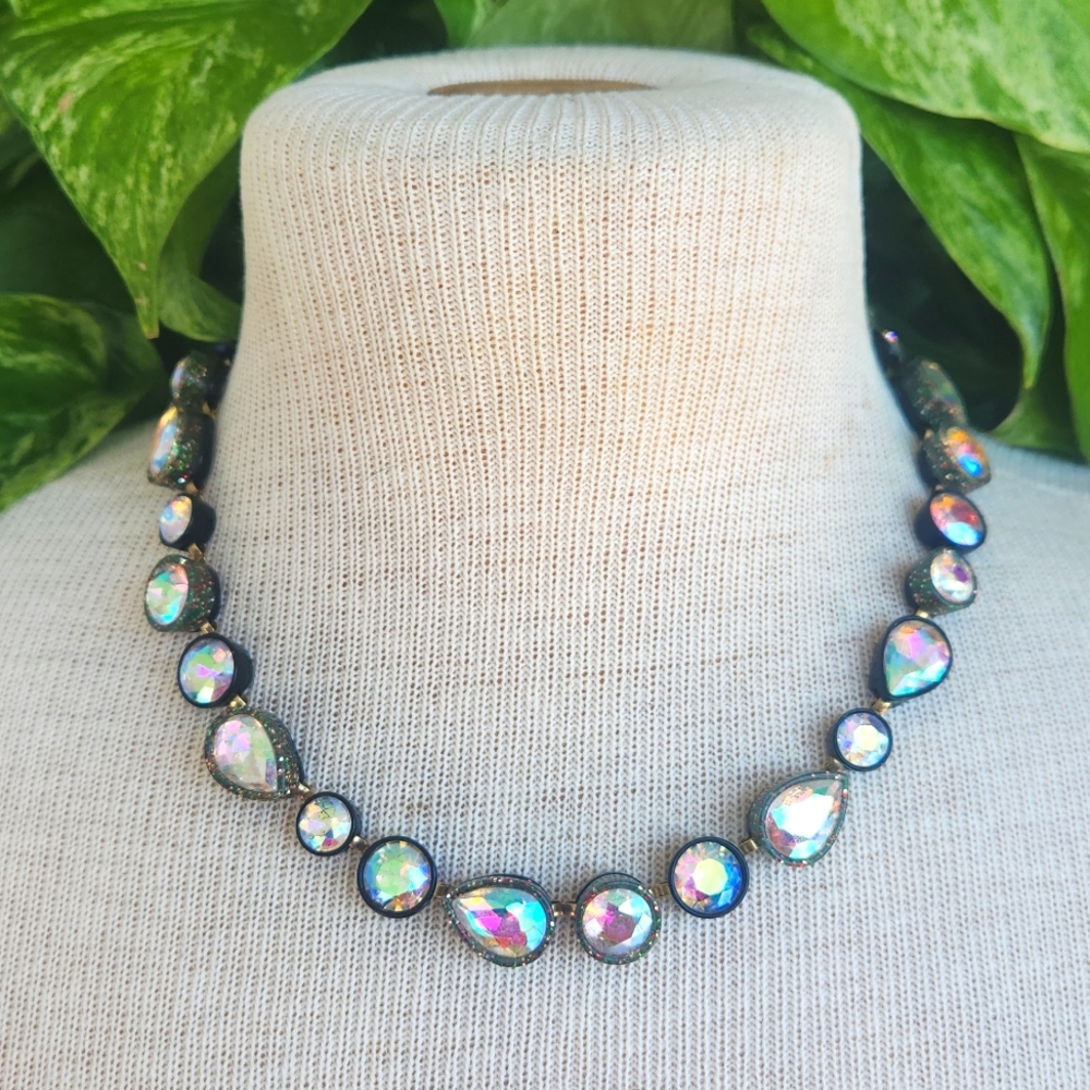J. Crew Sea Glass Glittery, Infinity Stone Brulee Necklace